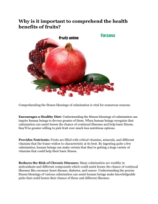 Why is it important to comprehend the health benefits of fruits