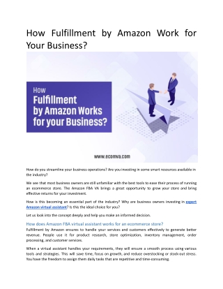 How Fulfillment by Amazon Work for Your Business?