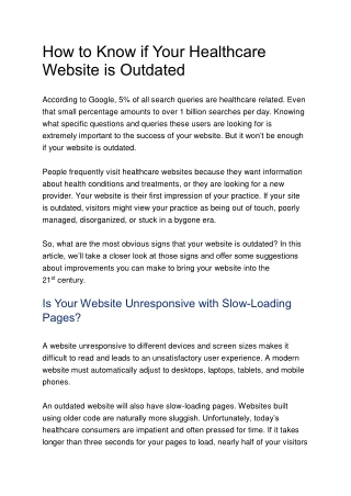 How to Know if Your Healthcare Website is Outdated