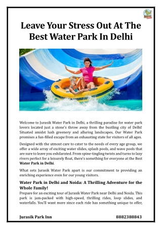 Leave Your Stress Out At The Best Water Park In Delhi