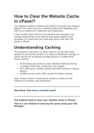 How to Clear the Website Cache in cPanel