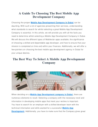 A Guide To Choosing The Best Mobile App Development Company