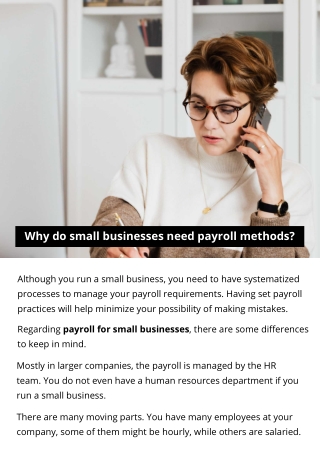 Why do small businesses need payroll methods?