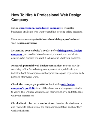 How To Hire A Professional Web Design Company