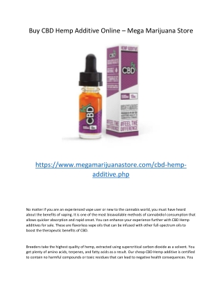 Buy CBD Hemp Additive Online