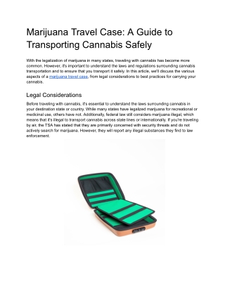 Marijuana Travel Case: A Guide to Transporting Cannabis Safely