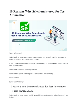 10 Reasons Why Selenium is used for Test Automation