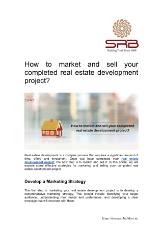 How to market and sell your completed real estate development project