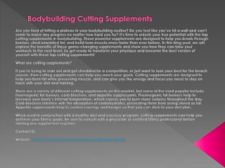 Bodybuilding Cutting Supplements
