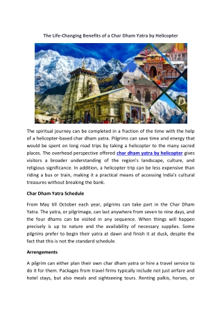 The Life-Changing Benefits of a Char Dham Yatra by Helicopter