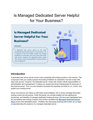 Is Managed Dedicated Server Helpful for Your Business