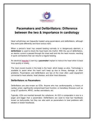 Pacemakers And Defibrillators_ Difference between the two, & importance in cardiology