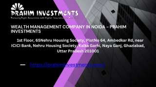 Wealth Management Company in Noida - Prahim Investments