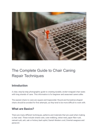 The Complete Guide to Chair Caning Repair Techniques