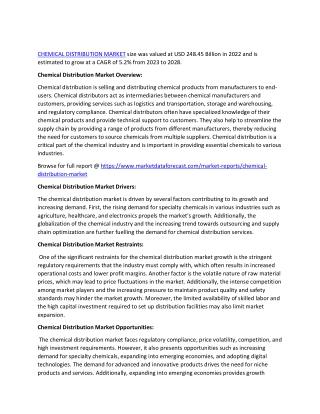 CHEMICAL DISTRIBUTION MARKET