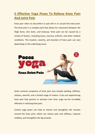 5 Effective Yoga Poses To Relieve Joint and Knee Pain