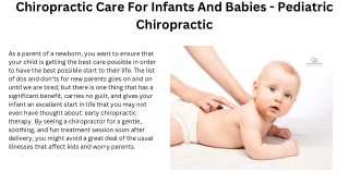 Chiropractic Care For Infants And Babies - Pediatric Chiropractic