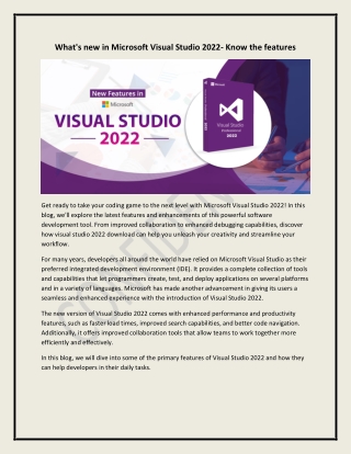 What's new in Microsoft Visual Studio 2022- Know the features