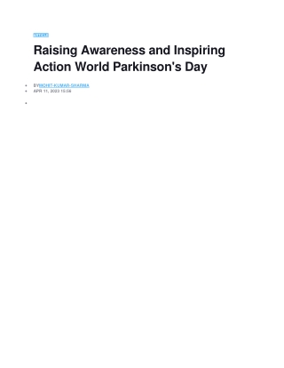 Raising Awareness and Inspiring Action World Parkinson's Day