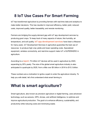 8 IoT Use Cases For Smart Farming