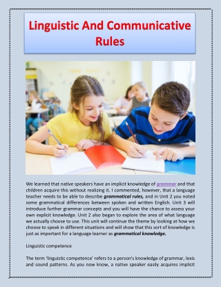 Linguistic And Communicative Rules