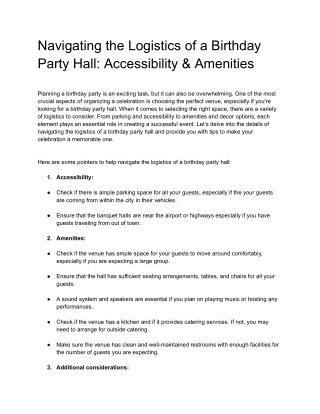 Navigating the Logistics of a Birthday Party Hall_ Accessibility & Amenities
