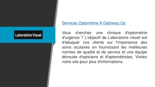 Services Optométrie A Gatineau Qc Laboratoirevisuel.ca