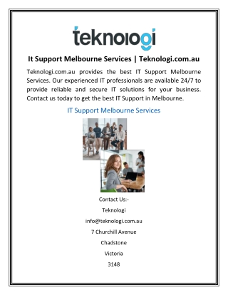 It Support Melbourne Services  Teknologi.com.au