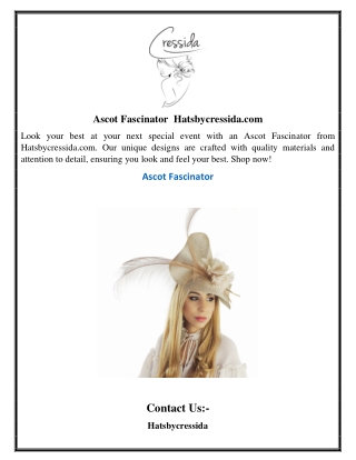 Ascot Fascinator | Hatsbycressida.com