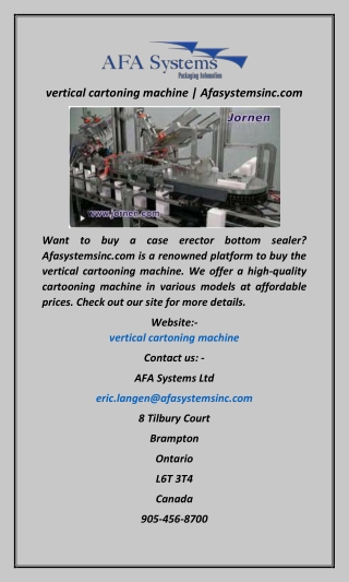 vertical cartoning machine  Afasystemsinc