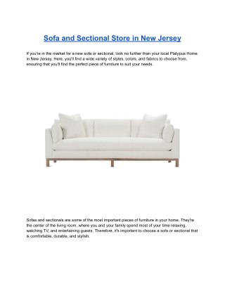 Sofa and Sectional Store in New Jersey