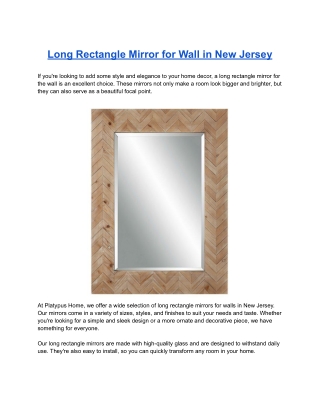 Long Rectangle Mirror for Wall in New Jersey