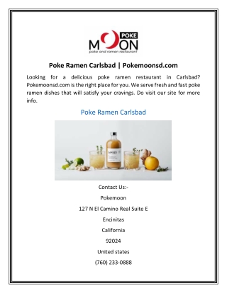 Poke Ramen Carlsbad  Pokemoonsd.com
