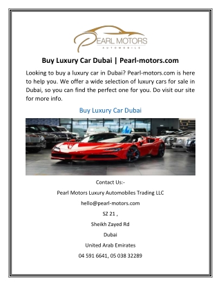 Buy Luxury Car Dubai  Pearl-motors.com