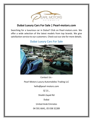 Dubai Luxury Cars For Sale  Pearl-motors.com