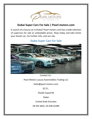 Dubai Super Cars For Sale  Pearl-motors.com