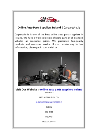 Online Auto Parts Suppliers Ireland  Carparts4u.ie