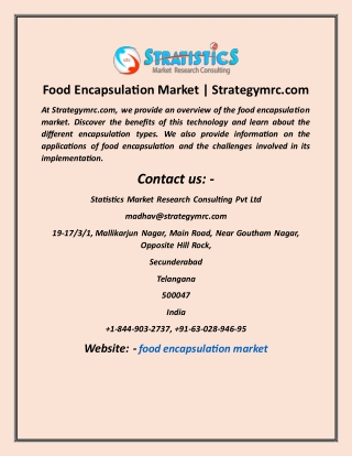 Food Encapsulation Market  Strategymrc com