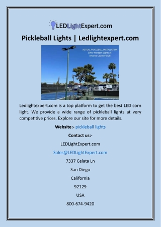 Pickleball Lights  Ledlightexpert