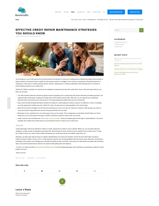 EFFECTIVE CREDIT REPAIR MAINTENANCE STRATEGIES YOU SHOULD KNOW