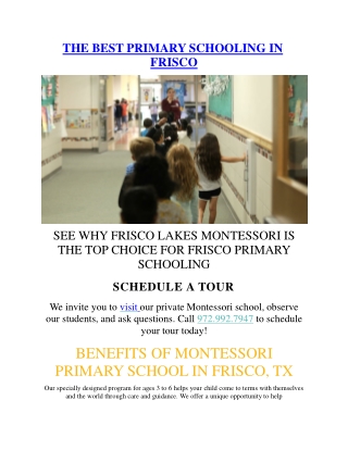 the best primary schooling in frisco