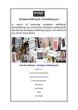 Workplace Wellbeing Nz  Rowwellbeing.com