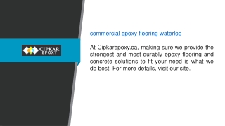 Commercial Epoxy Flooring Waterloo Cipkarepoxy.ca