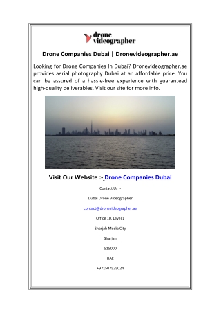 Drone Companies Dubai  Dronevideographer.ae