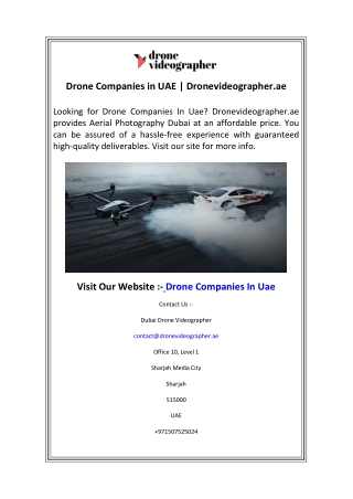 Drone Companies in UAE  Dronevideographer.ae