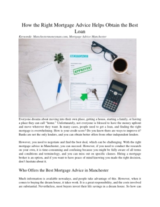 How the Right Mortgage Advice Helps Obtain the Best Loan