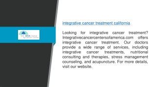 Integrative Cancer Treatment California  Integrativecancercentersofamerica.com