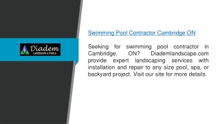 Swimming Pool Contractor Cambridge ON Diademlandscape.com