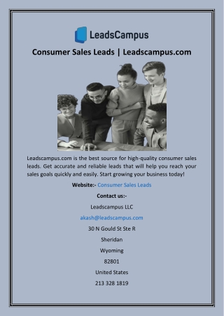 Consumer Sales Leads  Leadscampus