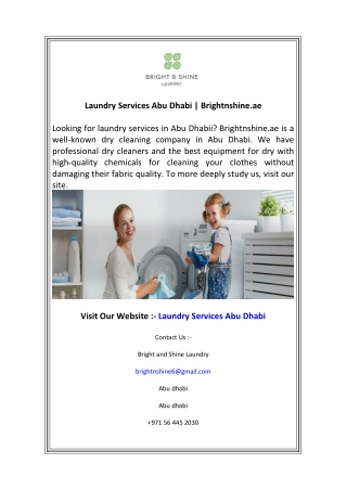 Laundry Services Abu Dhabi  Brightnshine.ae